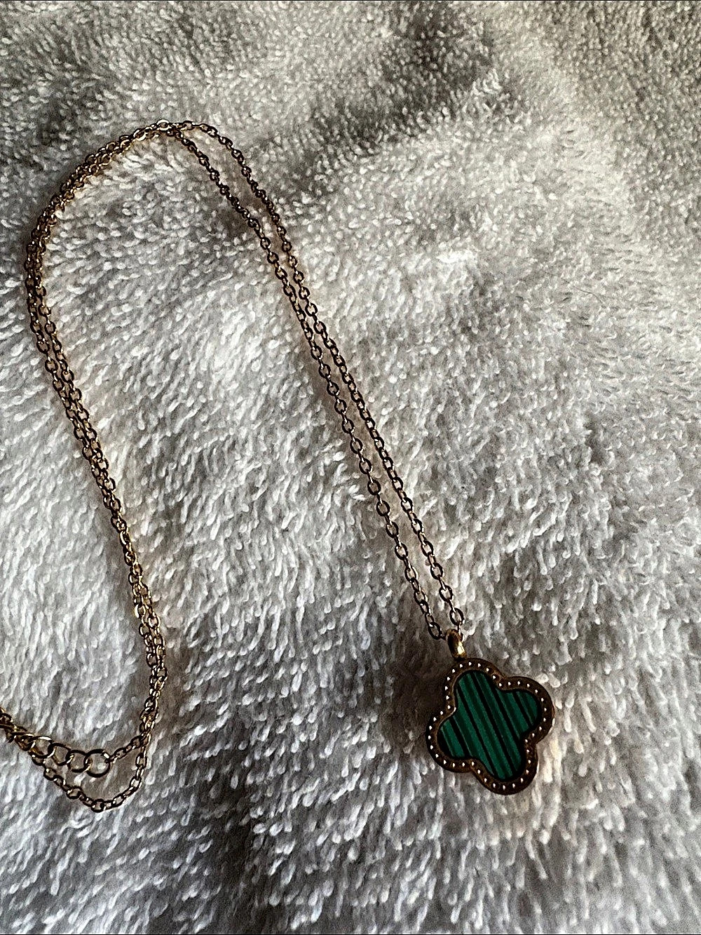Green Striped Pendant Necklace  New